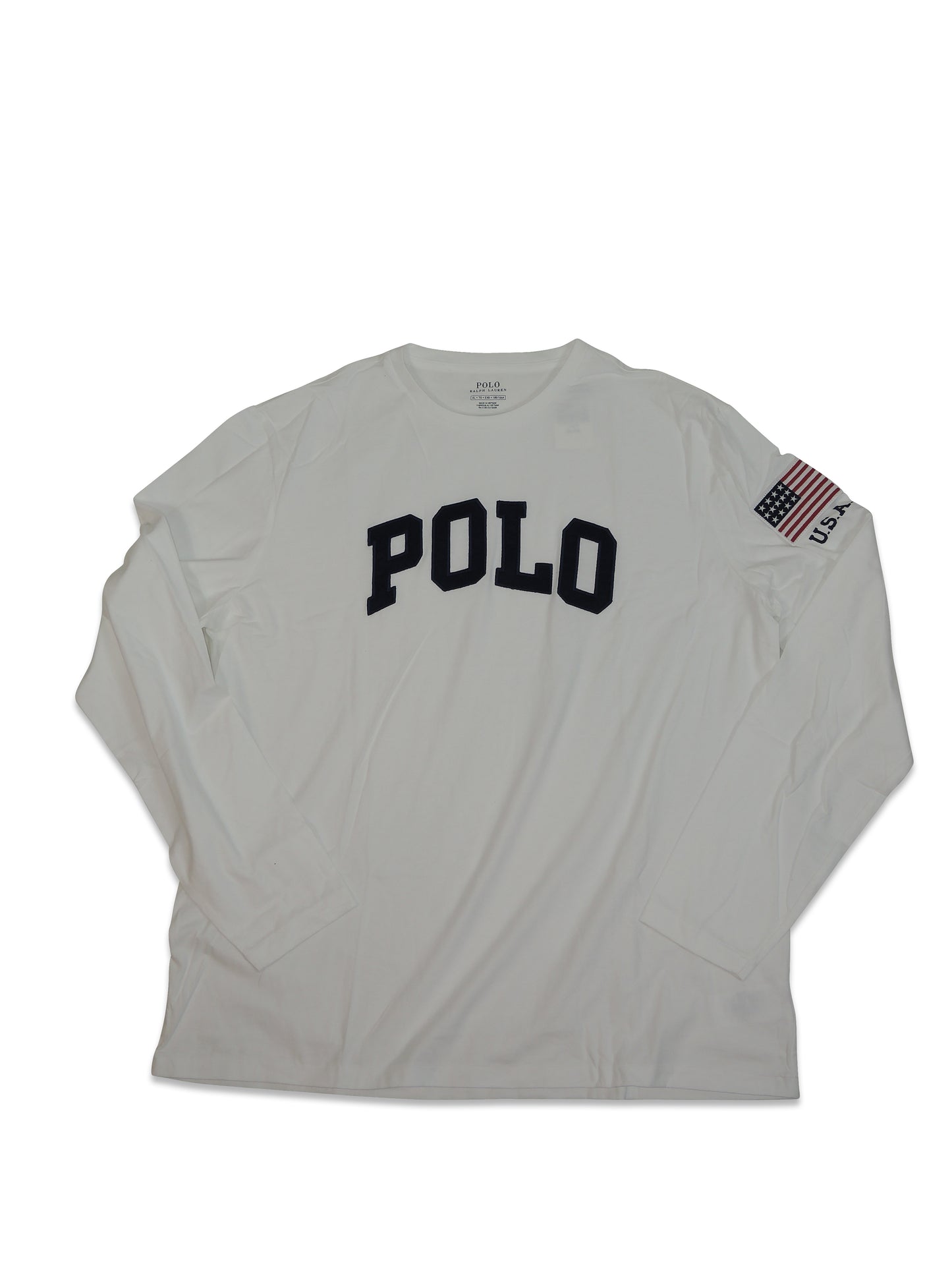 Polo Ralph Lauren White long sleeve T- shirt  U.S.A  Flag  Patch
