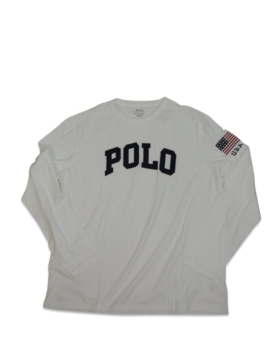 Polo Ralph Lauren White long sleeve T- shirt  U.S.A  Flag  Patch