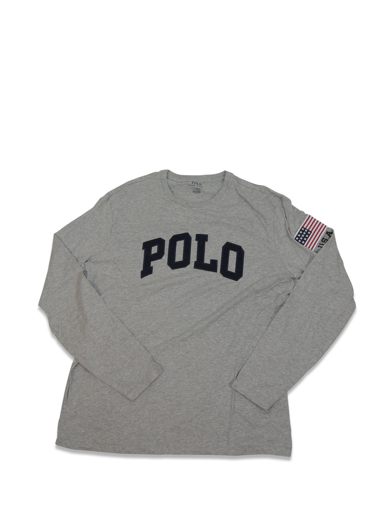 Polo Ralph Lauren White long sleeve T- shirt  U.S.A  Flag  Patch