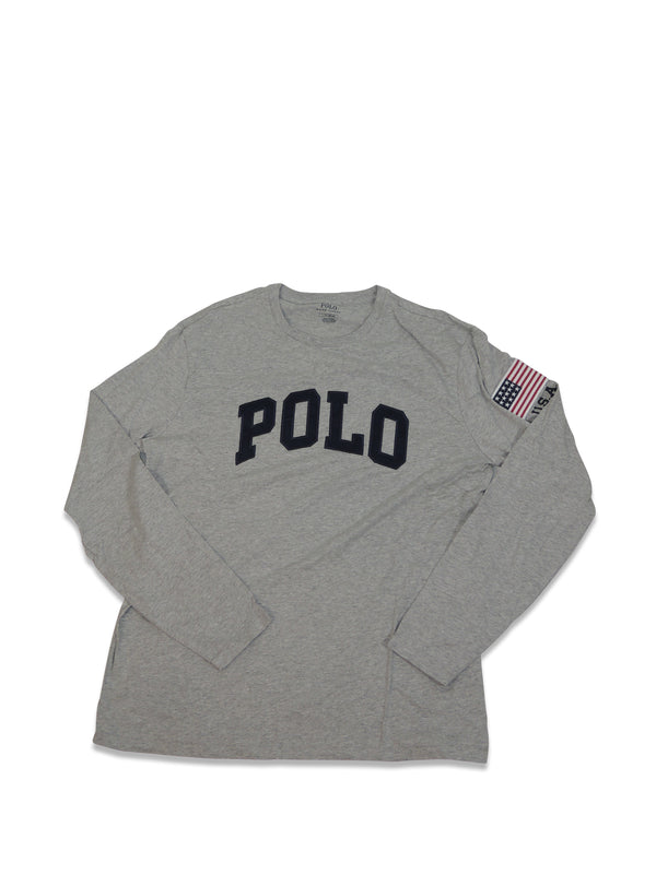 Polo Ralph Lauren Grey long sleeve T- shirt U.S.A Flag Patch