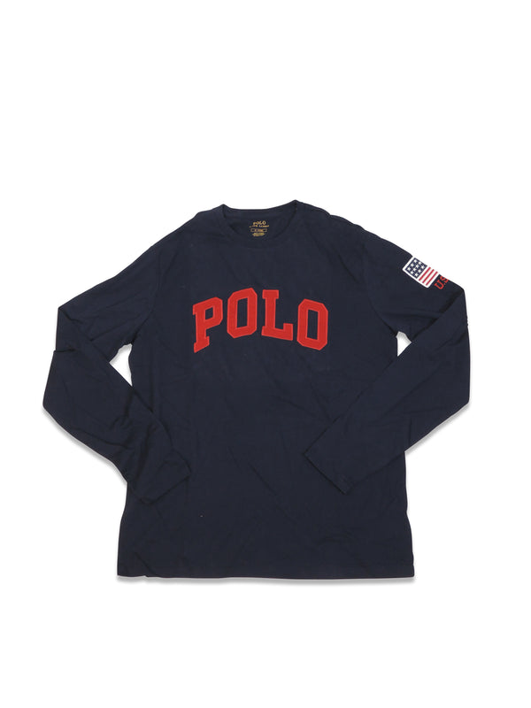 Polo Ralph Lauren Navy Blue long sleeve T-shirt U.S.A Flag Patch