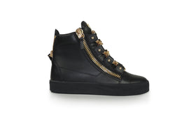 GUISEPPE ZANOTTI BLACK LEATHER HIGH TOP SNEAKER